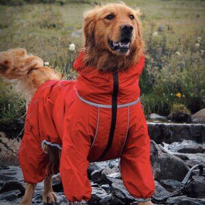 FunnyFuzzy Waterproof Adjustable Dog Rain Coat (RED 3XL)